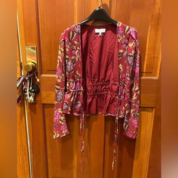 NWOT Wayf Floral Tie Front Long Sleeve Blouse / Cardigan - Picture 8 of 13